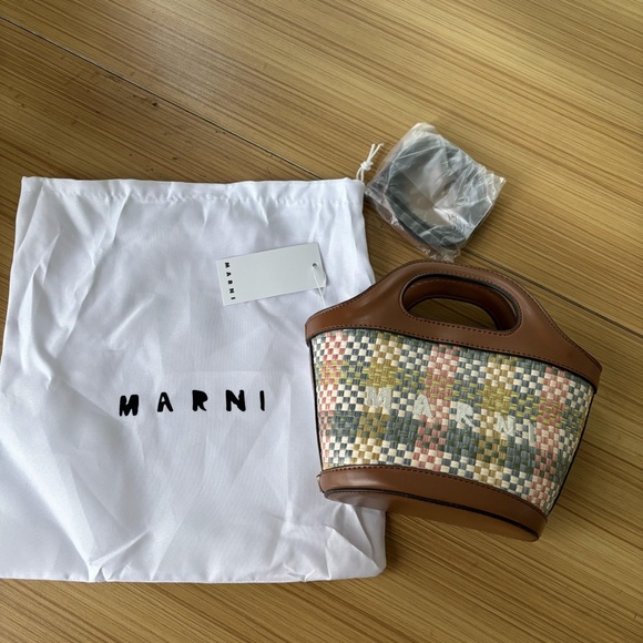 Marni Multicolor Woven Tote with Brown Accents - Picture 1 of 4